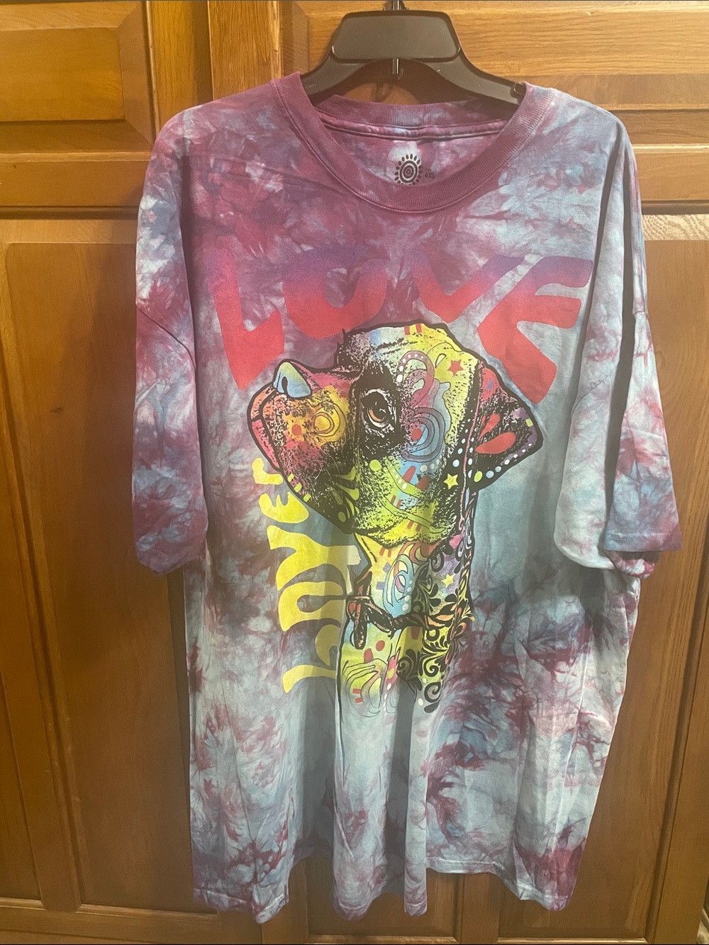 The Mountain Beautiful colorful Tie Dye Boxer Love T Shirt Sz. 4 X NWOT